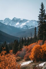 Autumnal mountain landscape with vibrant foliage