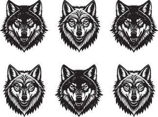 wolf angry face silhouette vector design on white background.