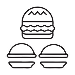 PrintHamburger vector icon set,burger sign and symbol,hamburgeron solid black and white color

