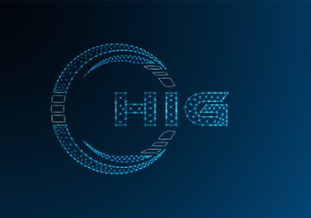 HIG low poly letter logo vector design. HIG lower poly logo design.
