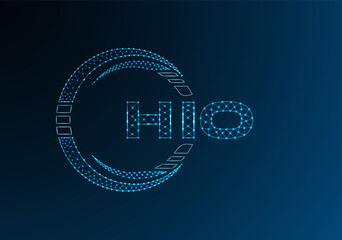 HIO low poly letter logo vector design. HIO lower poly logo design.