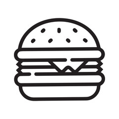 PrintHamburger vector icon set,burger sign and symbol,hamburgeron solid black and white color
