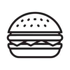 PrintHamburger vector icon set,burger sign and symbol,hamburgeron solid black and white color

