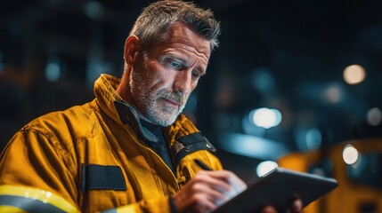 Senior Firefighter Chief Reviewing Emergency Response Plan