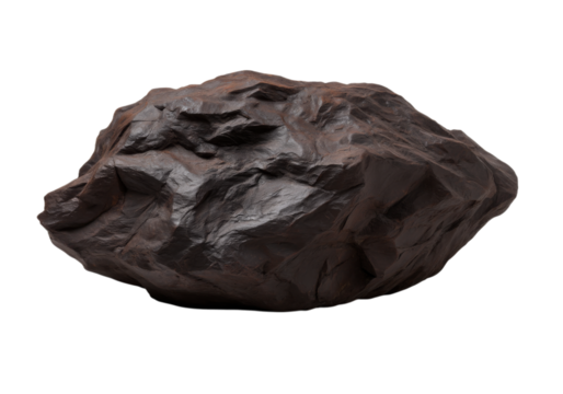 Large Boulder Rock with Textured Surface and Natural Details in Outdoor Setting, On Transparent Background, Png