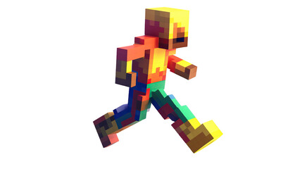 Highly detailed pixel art illustration of a person walking, isolated on transparent. PNG