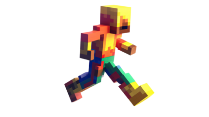 Highly detailed pixel art illustration of a person walking, isolated on transparent. PNG