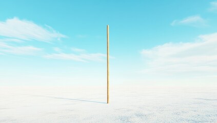 Tall, light-brown pole in snowy landscape