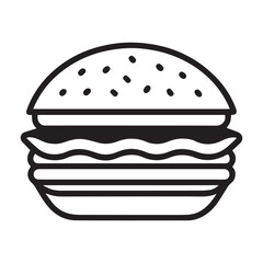 PrintHamburger vector icon set,burger sign and symbol,hamburgeron solid black and white color
