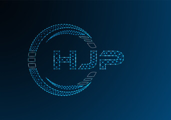 HJP low poly letter logo vector design. HJP lower poly logo design.