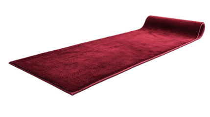 Premium long red carpet isolated on transparent. PNG