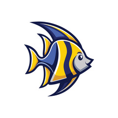 Obraz premium Minimal Clean Angelfish logo vector illustration isolated on white background