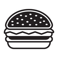 PrintHamburger vector icon set,burger sign and symbol,hamburgeron solid black and white color
