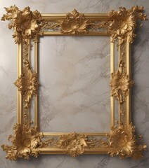 Intricate gold floral frame on polished marble  ,  design element,  wallpaper,  art deco