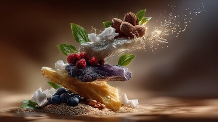 Balanced Diet with Key Nutrients for National Nutrition Month. Generative AI