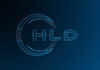 HLD low poly letter logo vector design. HLD lower poly logo design.