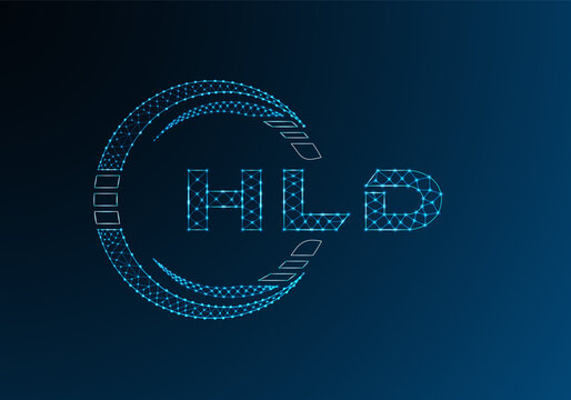 HLD low poly letter logo vector design. HLD lower poly logo design.