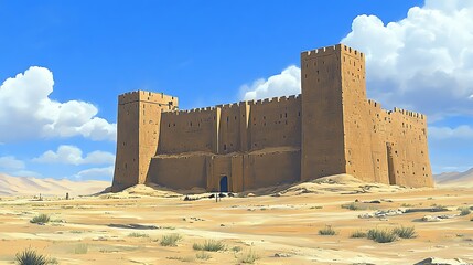 Desert Castle, Sunny Day, Background Dunes