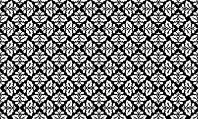 Flower geometric pattern. Seamless vector background. White and black ornament.