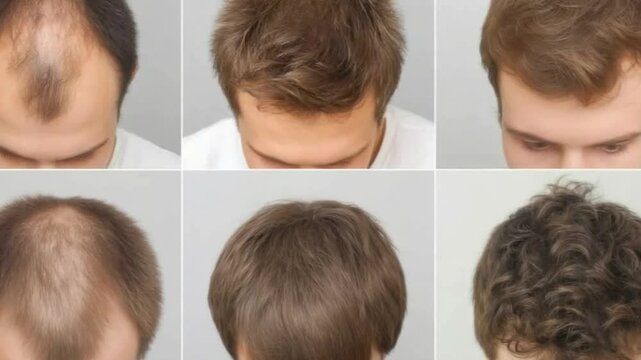 Hair Loss Journey: A visual representation of male pattern baldness showcasing diverse stages of hair thinning, offering a clear glimpse into the condition.