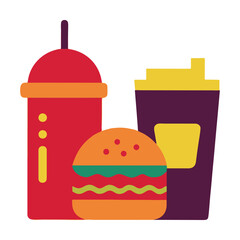 
Fast food cartoon icon vector collection. Pizza, burger, chicken leg, hotdog, french fries, soda cup. Food and drink icon Unhealthy fast food classic nutrition concept vector illustration