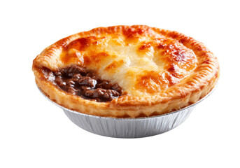 Meat Pie Dish with Golden Brown Crust and Savory Filling, On Transparent Background, Png
