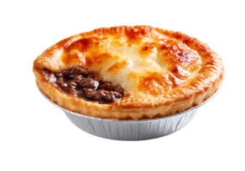Meat Pie Dish with Golden Brown Crust and Savory Filling, On Transparent Background, Png