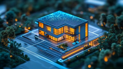 Modern Smart Home Technology Luxurious Real Estate Eco Friendly Design Architecture in Nature AI Future Living Digital