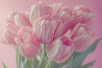 Obraz premium Delicate pink tulips close-up. Soft focus