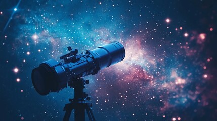 Celestial Gaze Telescope View of a Dazzling Night Sky Nebula Stars Cosmos Astronomy Deep Space Exploration Cosmic Wonder