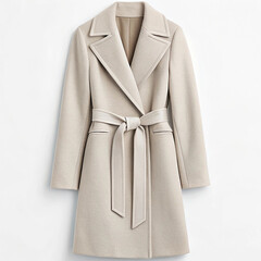 Wool blend wrap coat with sash belt