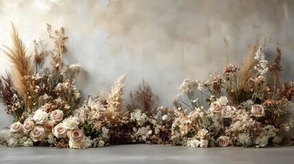 wedding background with luxury flower genrative AI