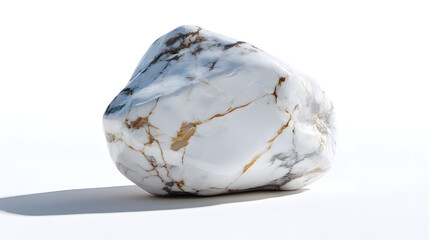 Exquisite natural mineral specimen with striking white and earthy brown veining, isolated on a pristine white background. This unique geological formation displays raw beauty and organic texture
