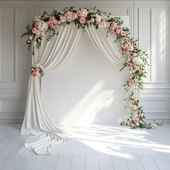 wedding background with luxury flower genrative AI