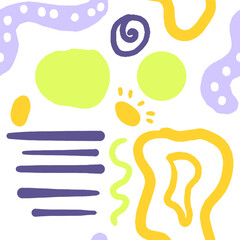 Abstract Colorful Pattern With Vibrant Shapes and Lines in Artistic Style. Seamless Pattern