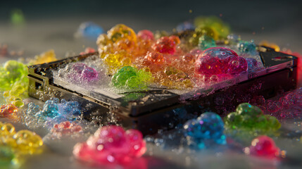 Abstract representation of digital data being corrupted by colorful bubbles, symbolizing data loss or digital decay