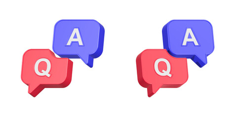 Q and A symbol button 3d rendering