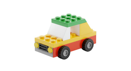 Colorful toy car made of building blocks