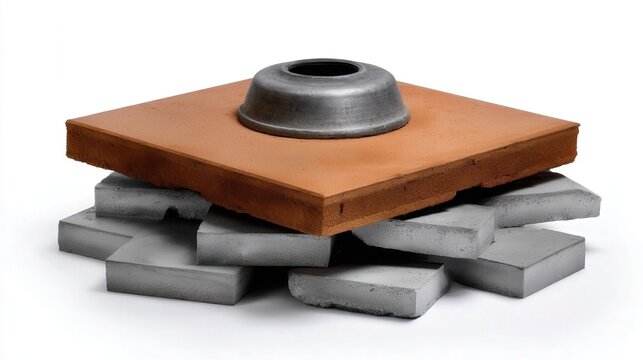 Cut Refractory Brick Isolated on White Background. Generative AI