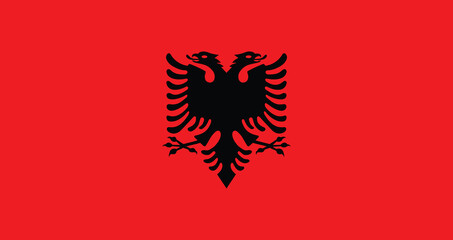 Albanian flag with black double-headed eagle on vibrant red background