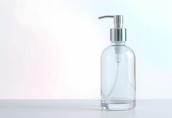 Naklejka premium Clear Glass Pump Bottle Minimal Background