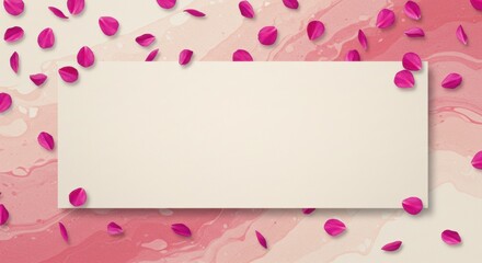 Rose Petal Frame with Pink Swirl Background