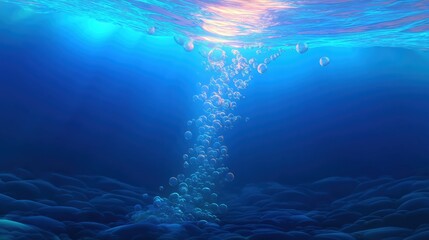 Underwater scene with rising bubbles