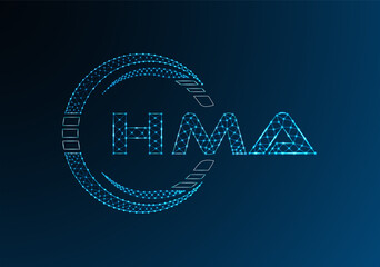 HMA low poly letter logo vector design. HMA lower poly logo design.
