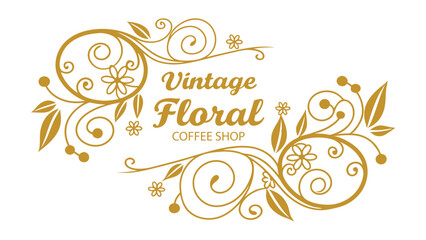 Elegant Vintage Floral Design for Coffee Shop Branding