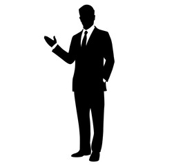 silhouette business man pointing at something