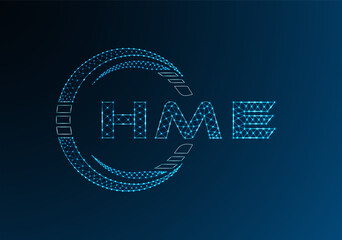 HME low poly letter logo vector design. HME lower poly logo design.