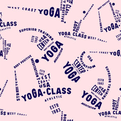 Yoga class typographic seamless pattern. Design for your background