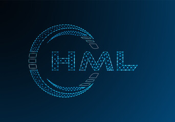 HML low poly letter logo vector design. HML lower poly logo design.