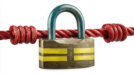 Security padlock used in emergency evacuation zone. Generative AI